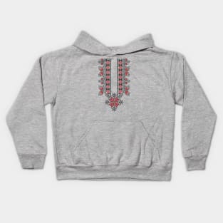 Palestinian Jordanian Traditional Tatreez Realistic Embroidery Pattern Design #14 blk-red Kids Hoodie